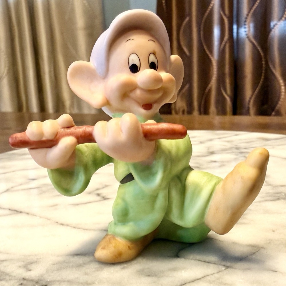 5pc VTG 90s Disney Snow White Seven Dwarfs Music Figurine Grumpy Happy Dopey Doc - Picture 10 of 11